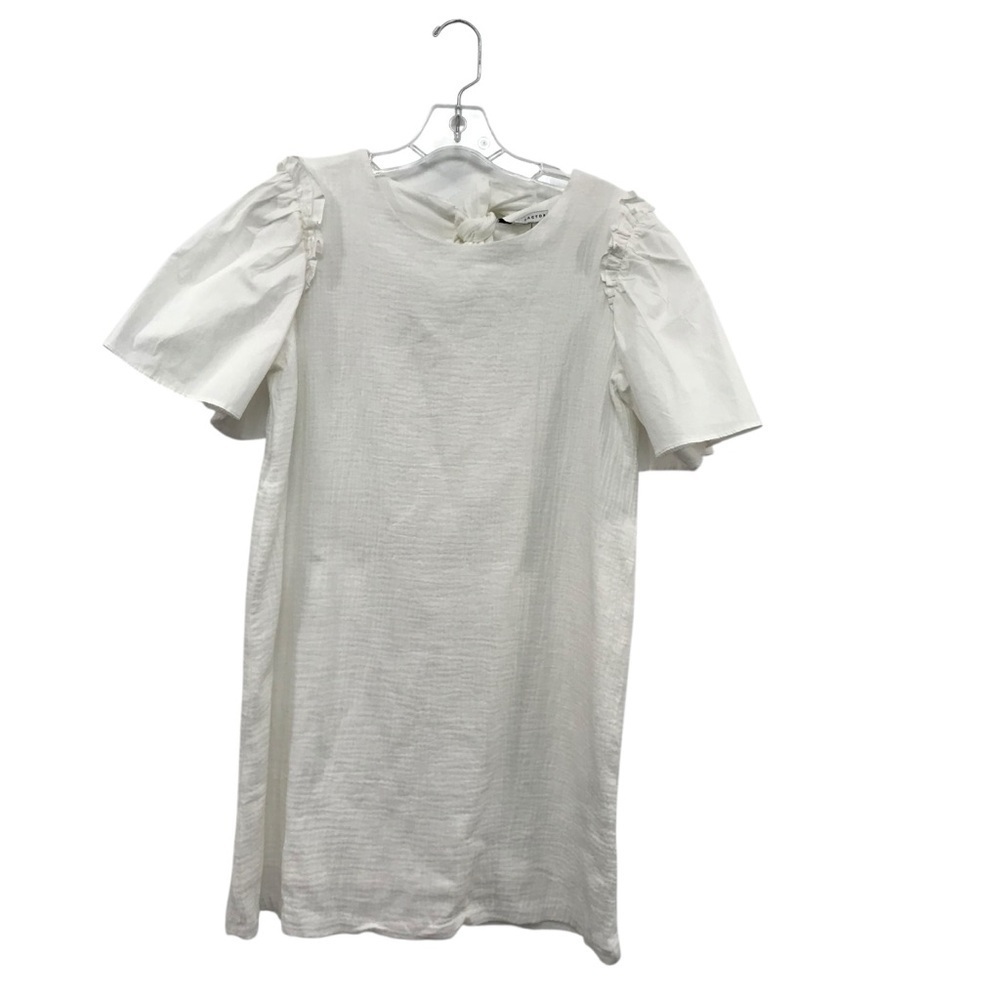 English Factory White Mini Dress Gauze Flutter Sleeve Shift Babydoll Small Bow